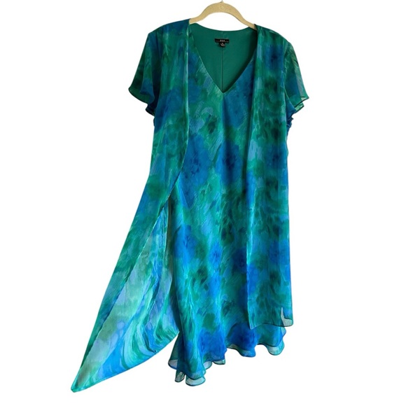 R&K Watercolor Floral Dress Sz 16 - Picture 7 of 10